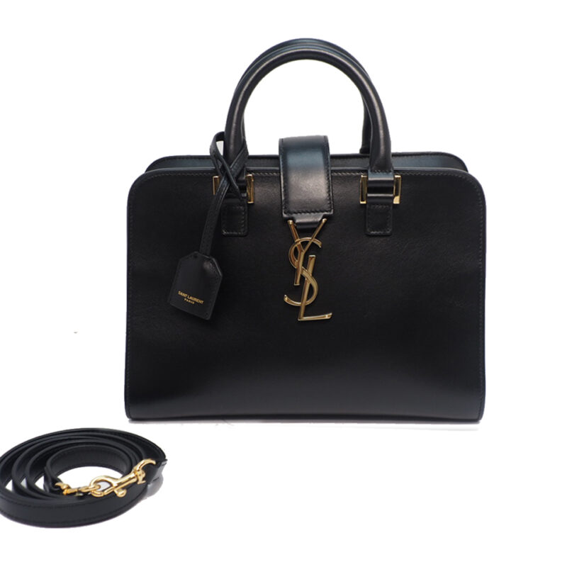 YSL Yvas Saint Laurant 472466 Black Calf Cabas Paris Baby 26cm 2 Way bag