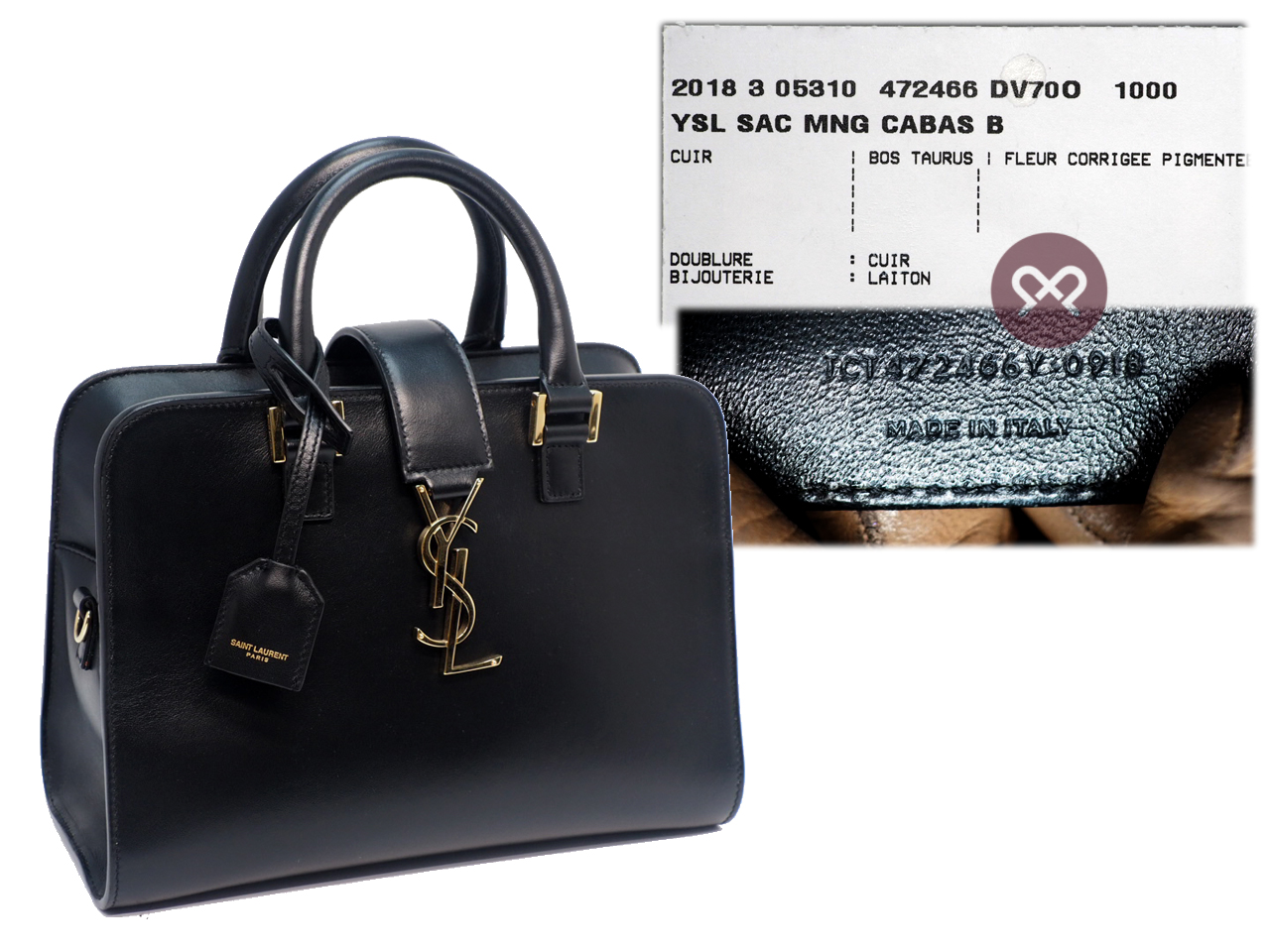YSL Yvas Saint Laurant 472466 Black Calf Cabas Paris Baby 26cm 2 Way bag - Image 2