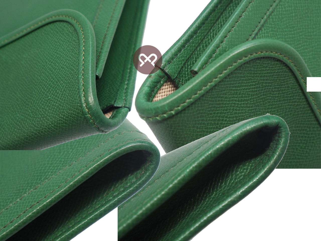 Hermes 29cm Green Vintage Epsom Leather Jige PM Clutch - Image 7