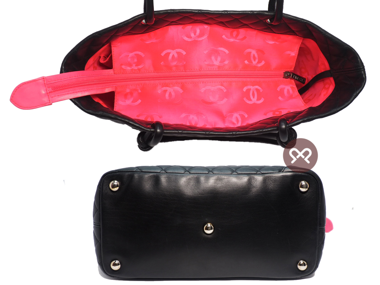 Chanel 13510908 Black x Black Patent Cambon Quilted CC Shopping Large Tote - Image 4