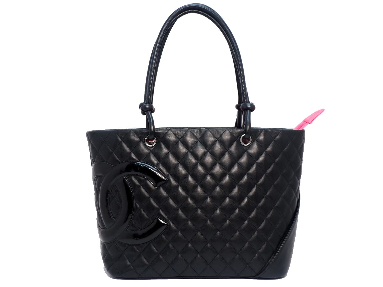 Chanel 13510908 Black x Black Patent Cambon Quilted CC Shopping Large Tote