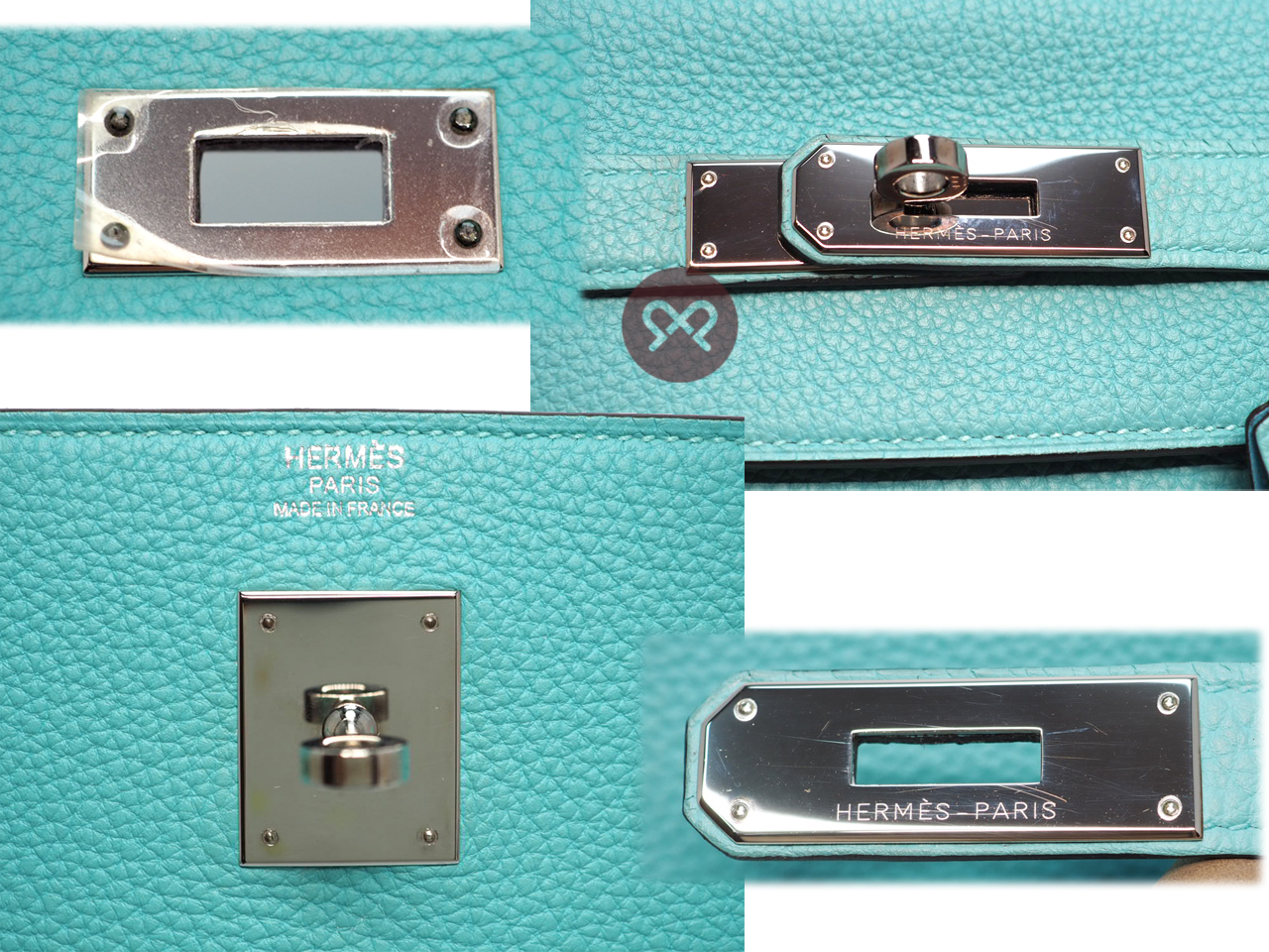 Hermes Kelly 32 Retourne T Stamp Lagon Blue Togo Leather Palladium Hardware Tote/ Shoulder Bag - Image 5