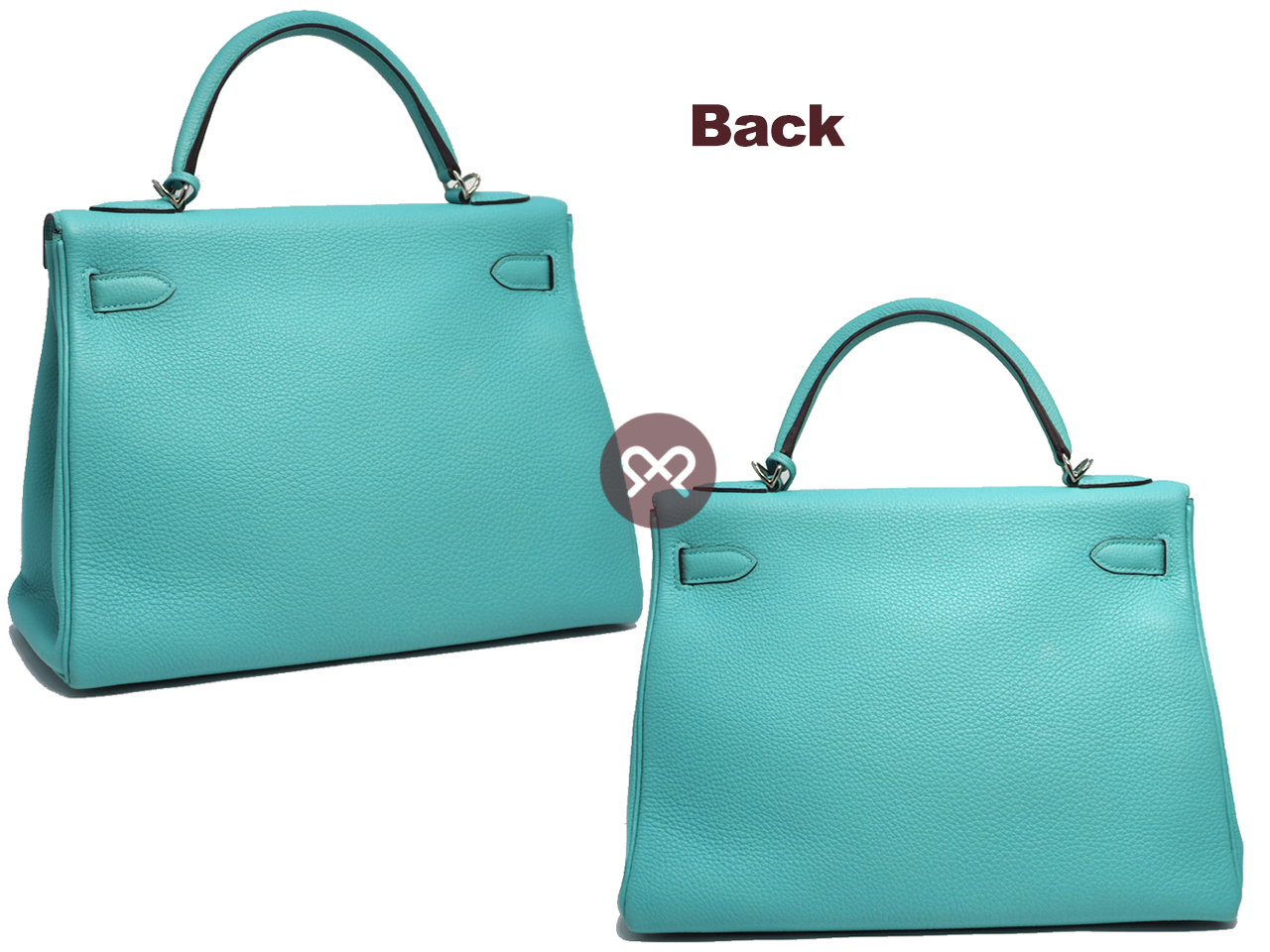 Hermes Kelly 32 Retourne T Stamp Lagon Blue Togo Leather Palladium Hardware Tote/ Shoulder Bag - Image 3