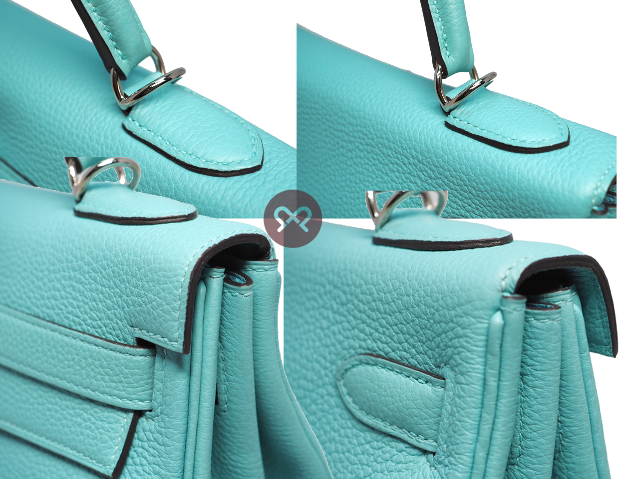 Hermes Kelly 32 Retourne T Stamp Lagon Blue Togo Leather Palladium Hardware Tote/ Shoulder Bag - Image 6