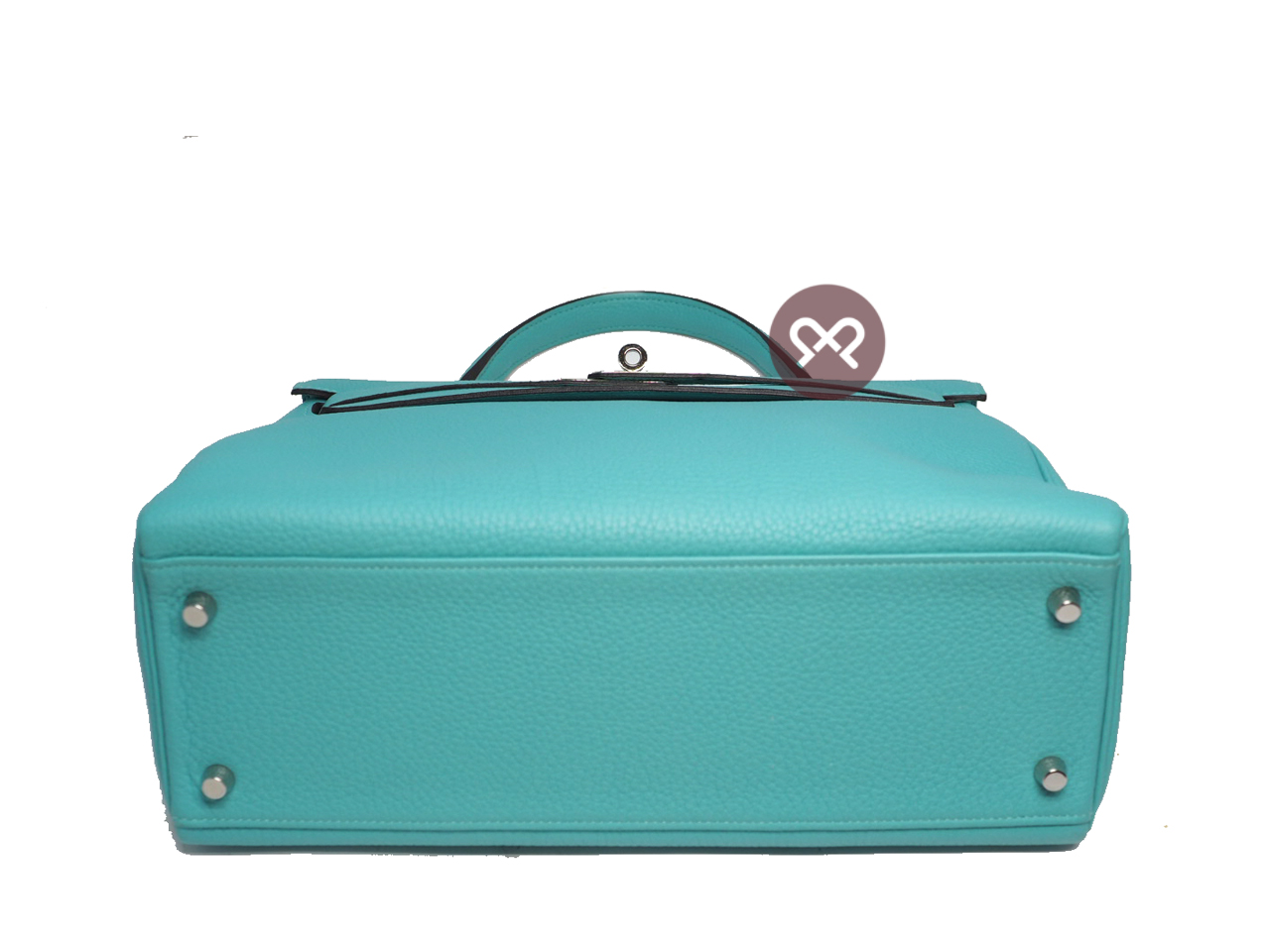 Hermes Kelly 32 Retourne T Stamp Lagon Blue Togo Leather Palladium Hardware Tote/ Shoulder Bag - Image 4