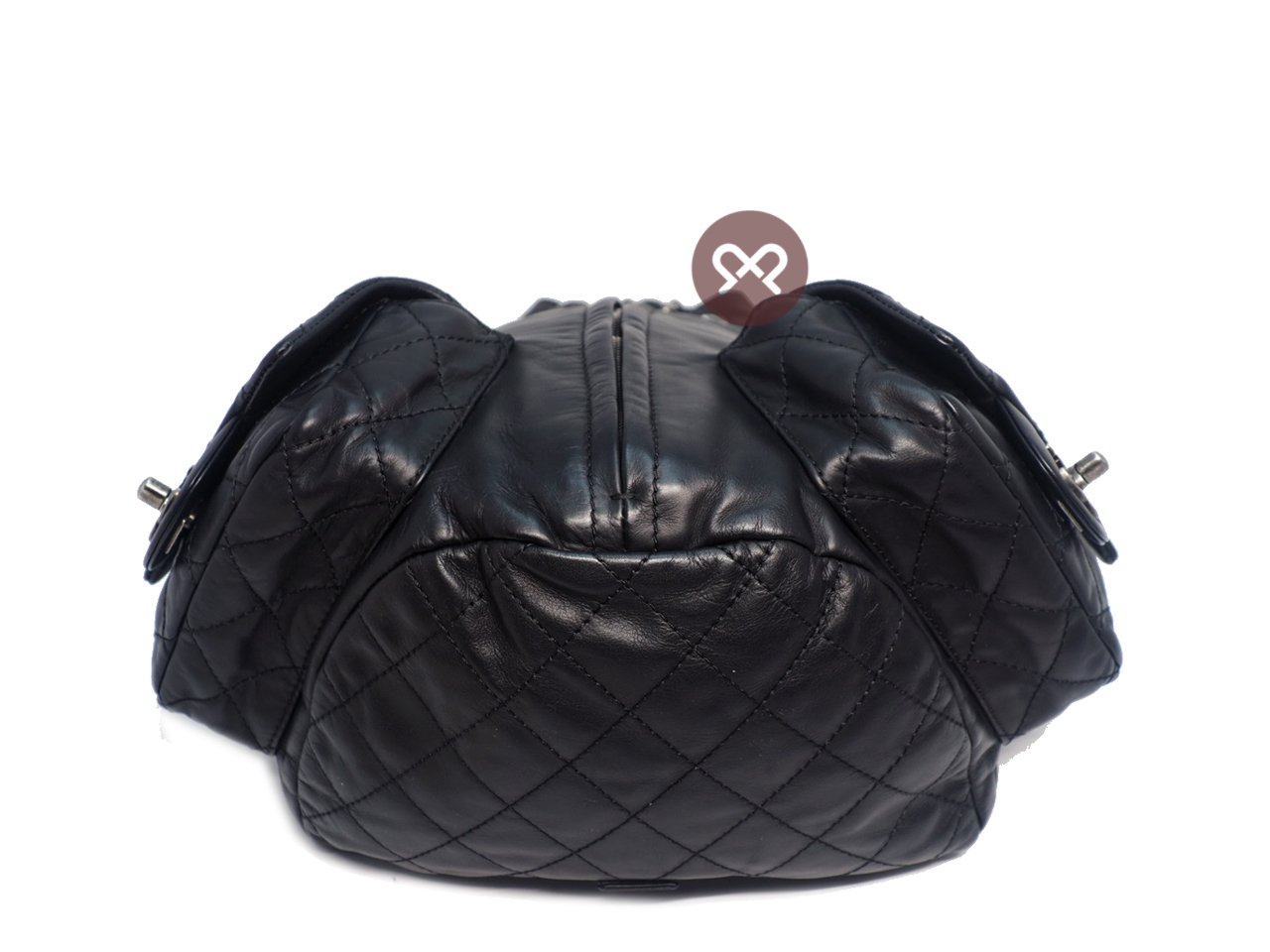 Chanel 17018971 Black Lambskin Double Pockets Drawstring Backpack Ruthenium Hardware - Image 4