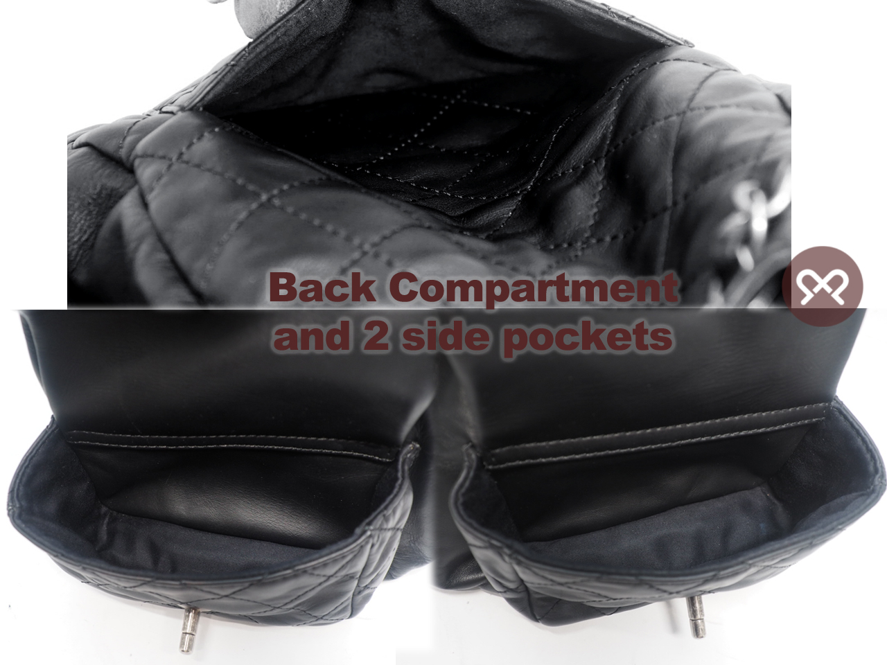 Chanel 17018971 Black Lambskin Double Pockets Drawstring Backpack Ruthenium Hardware - Image 10