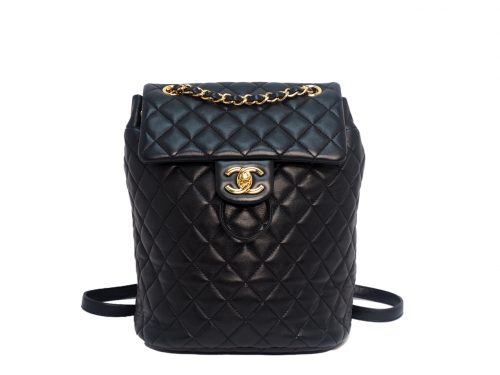 Chanel 27353923 Black Lambskin Timeless Urban Spirit Drawstring Backpack Gold-Tone Hardware