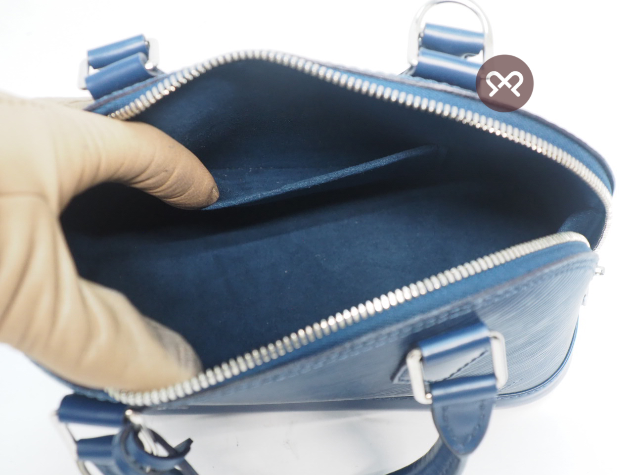 Louis Vuitton M40862 Blue Epi Leather Alma BB Tote with Strap (RFID) - Image 8