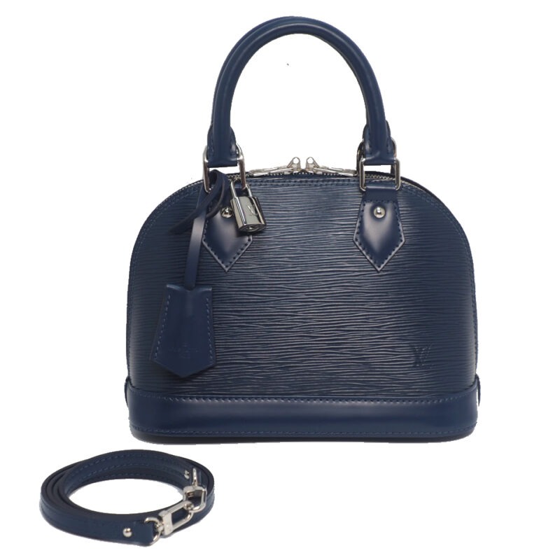 Louis Vuitton M40862 Blue Epi Leather Alma BB Tote with Strap (RFID)