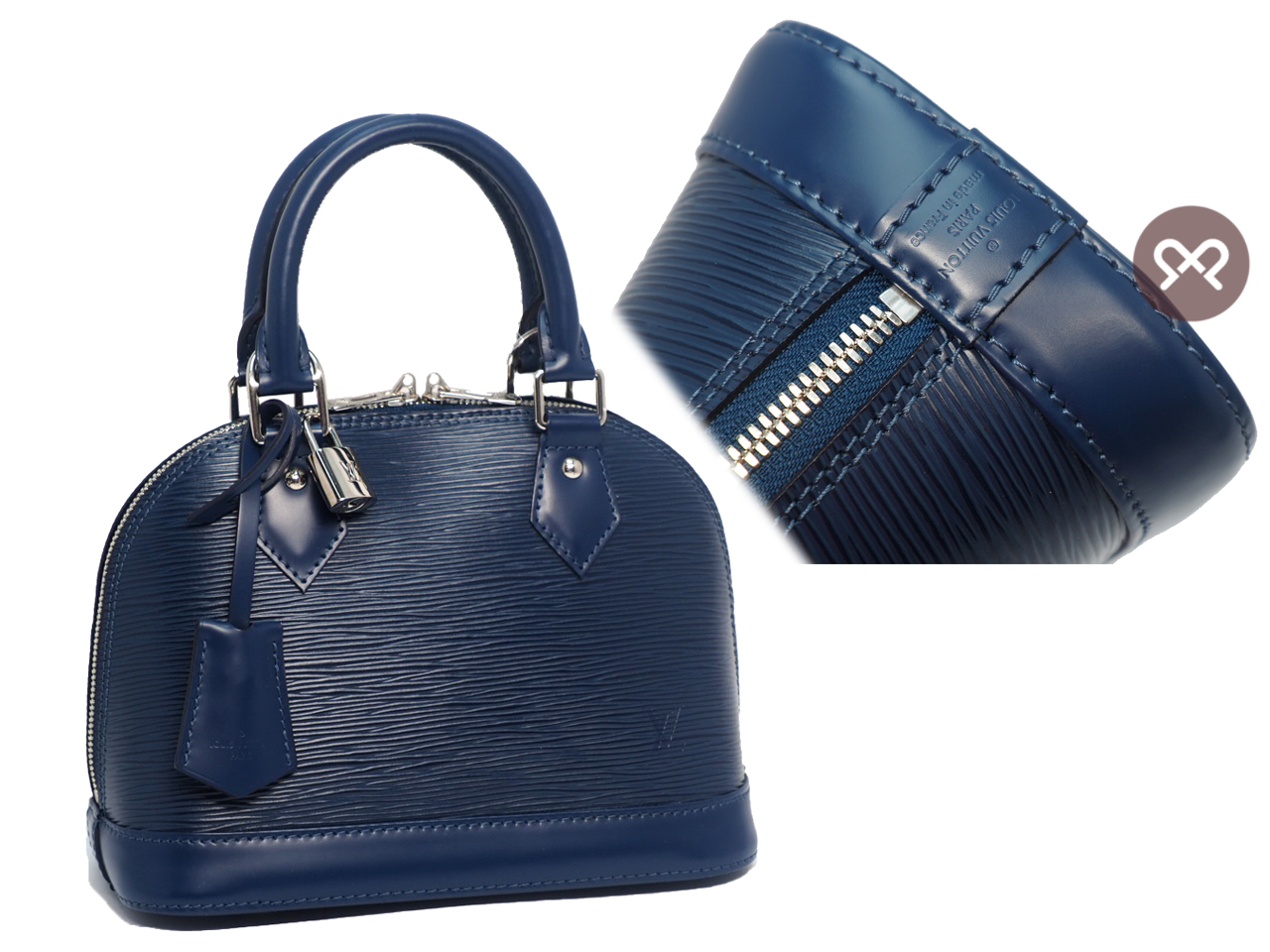 Louis Vuitton M40862 Blue Epi Leather Alma BB Tote with Strap (RFID) - Image 2