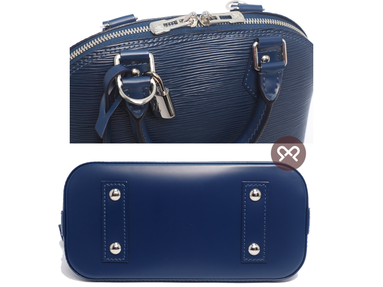 Louis Vuitton M40862 Blue Epi Leather Alma BB Tote with Strap (RFID) - Image 4