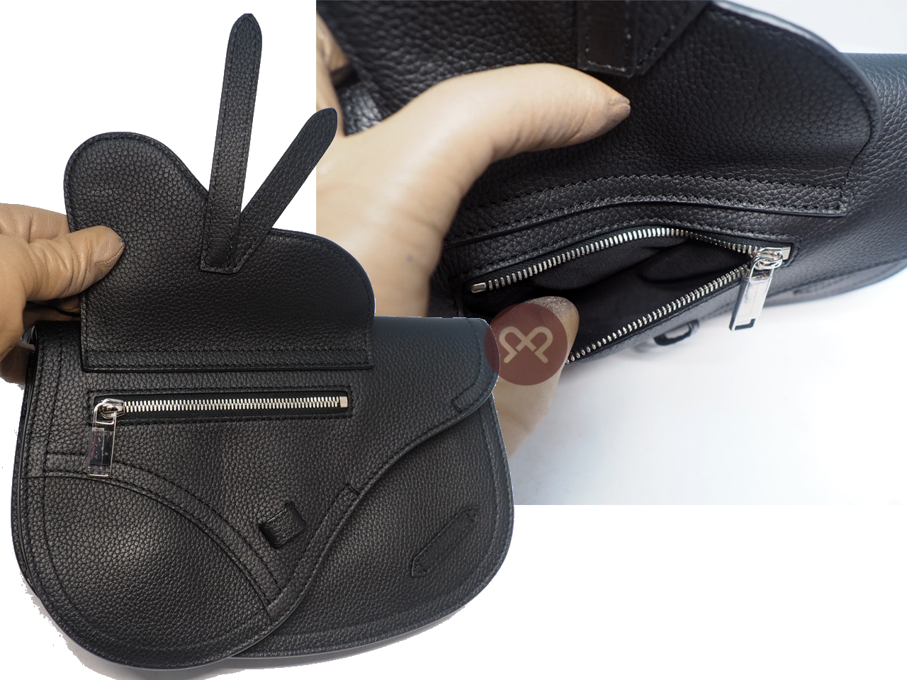 Dior Homme Double Structure Black Leather Saddle Crossbody/ Belt Bag (07-BO-0159) - Image 8