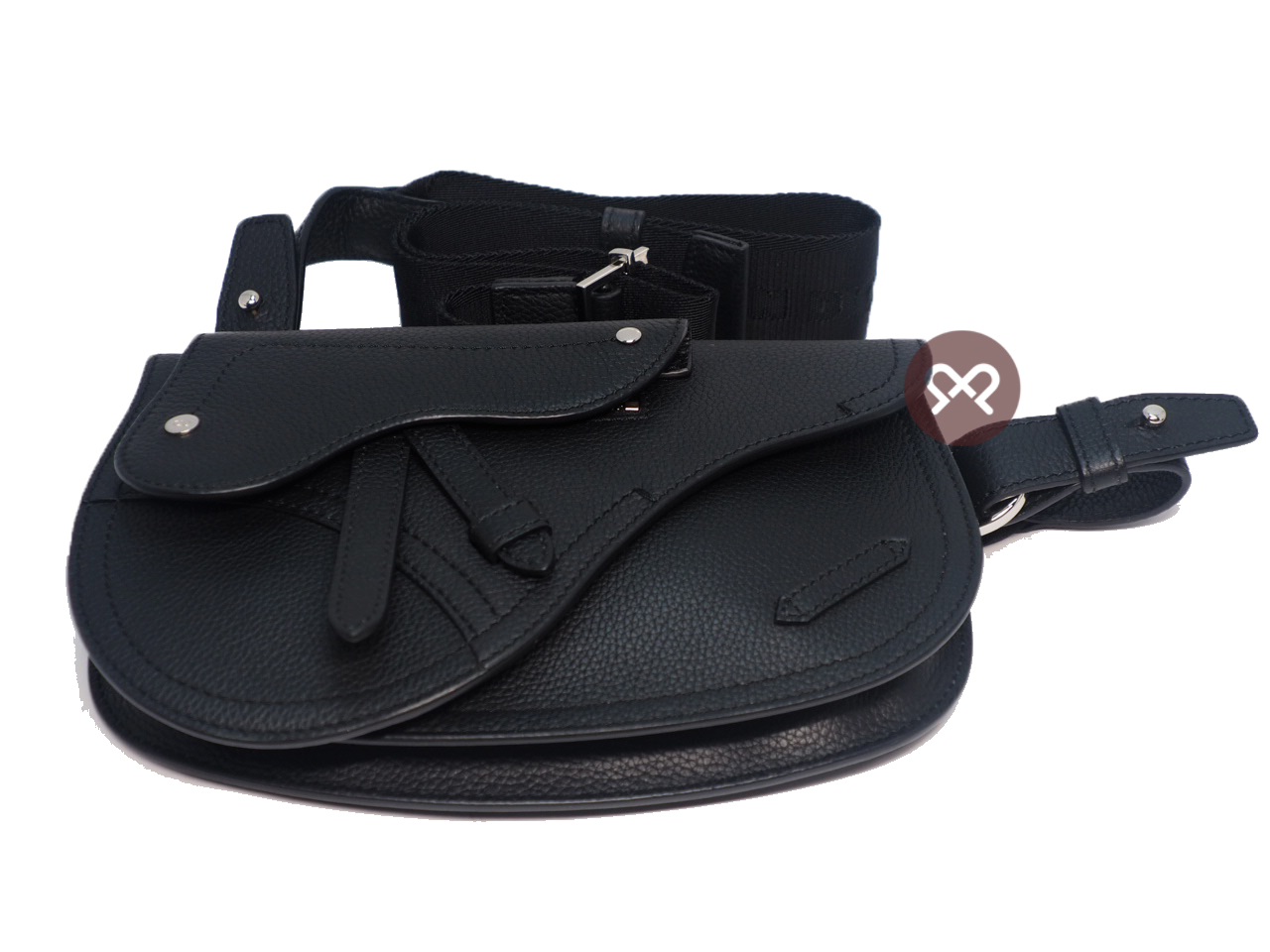 Dior Homme Double Structure Black Leather Saddle Crossbody/ Belt Bag (07-BO-0159) - Image 4