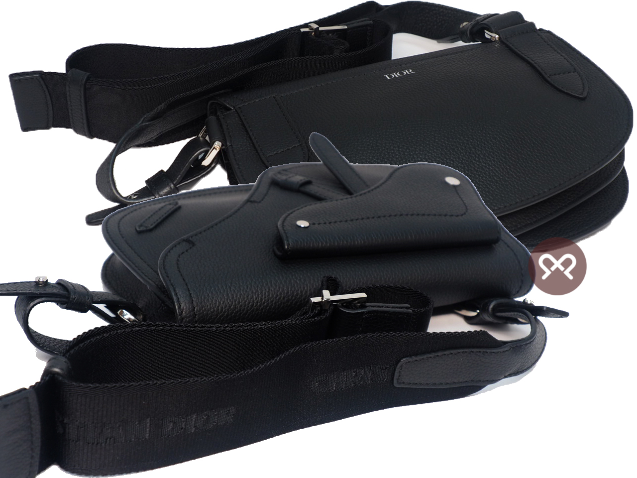 Dior Homme Double Structure Black Leather Saddle Crossbody/ Belt Bag (07-BO-0159) - Image 5