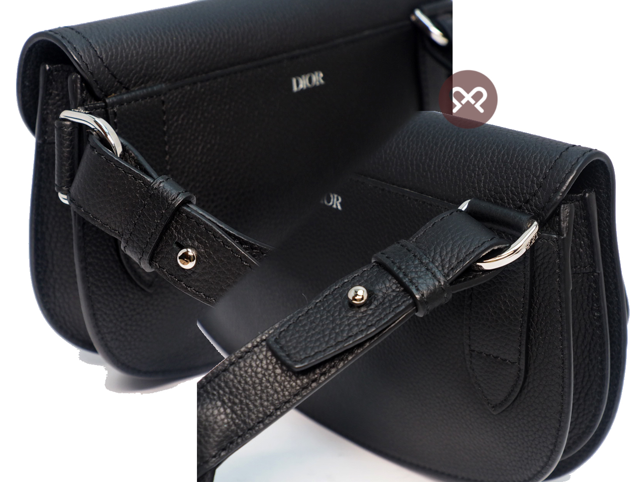 Dior Homme Double Structure Black Leather Saddle Crossbody/ Belt Bag (07-BO-0159) - Image 7