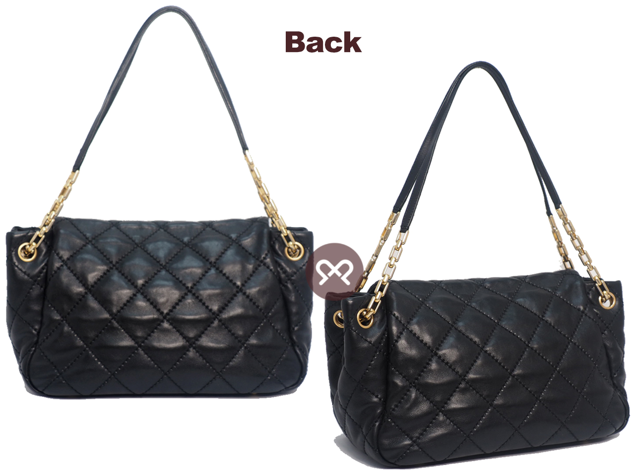 Chanel 14446101 Black Distressed 30cm Calf Accordion Flap Mat Gold Hardware - Image 3