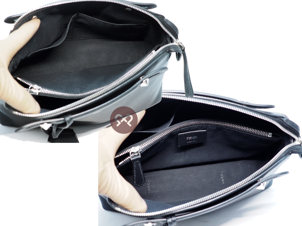 Fendi 8BL1245 BY THE WAY Regular Black Leather Medium Boston Bag with Strap - Image 7