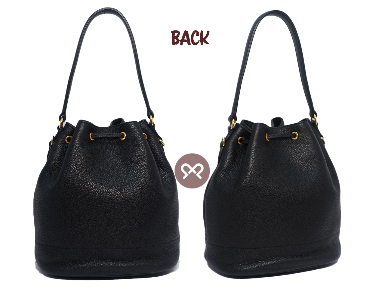 Prada 1BE018 Black Daino/ Deerskin Drawstring 2-Way Shoulder/ Crossbody Bag - Image 3