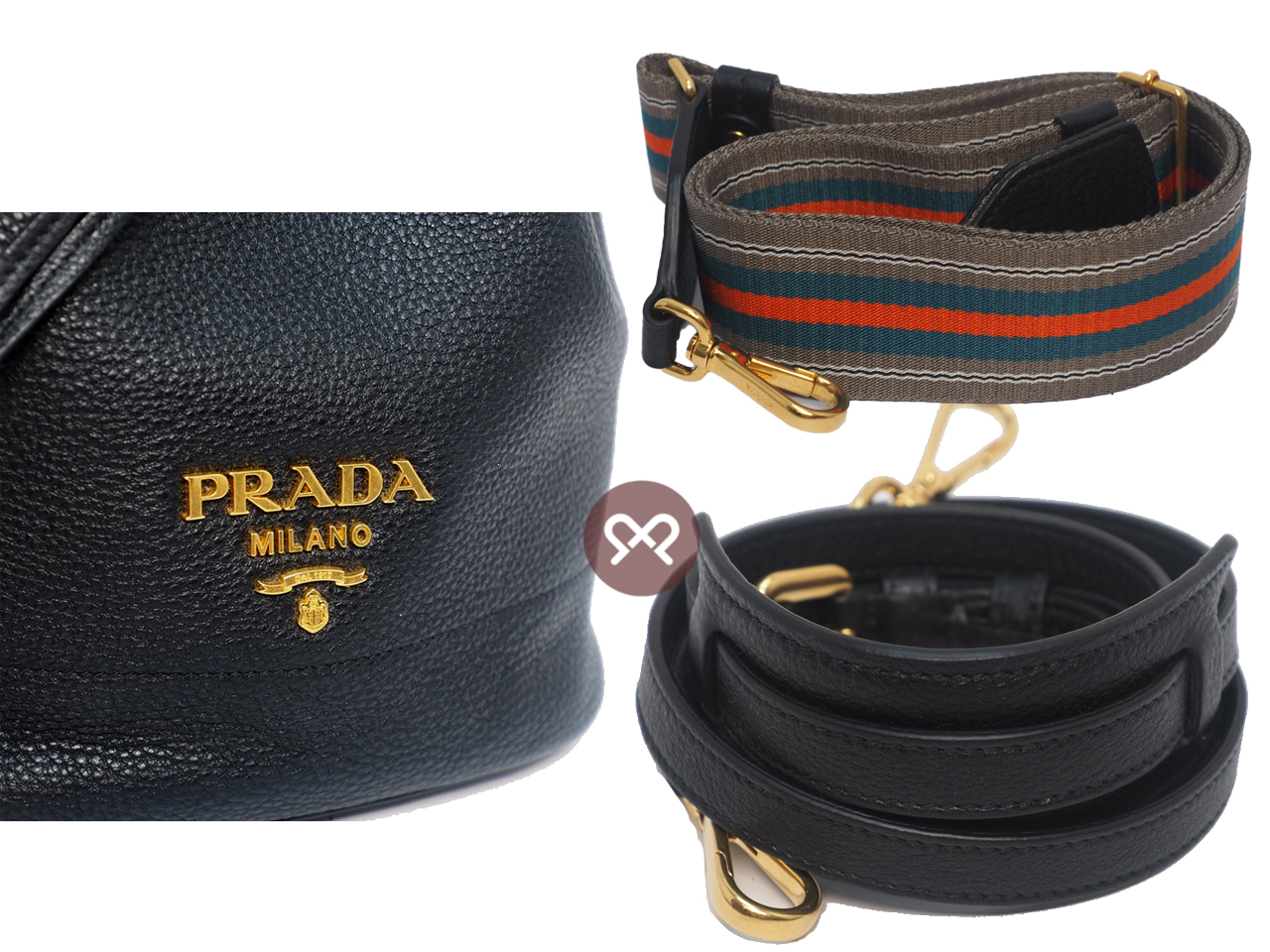 Prada 1BE018 Black Daino/ Deerskin Drawstring 2-Way Shoulder/ Crossbody Bag - Image 4
