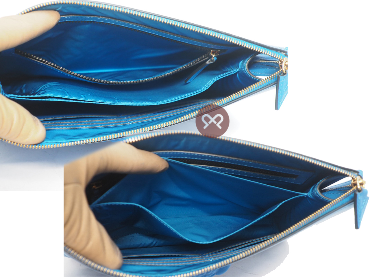 Versace Blue Calf Leather La Medusa Large Pochette/ Clutch Bag - Image 6