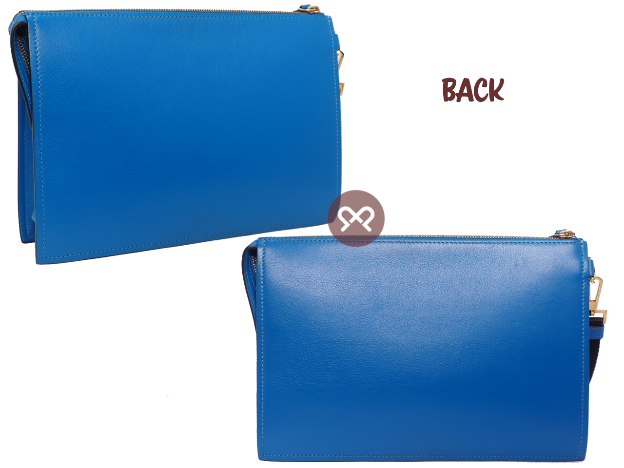 Versace Blue Calf Leather La Medusa Large Pochette/ Clutch Bag - Image 3