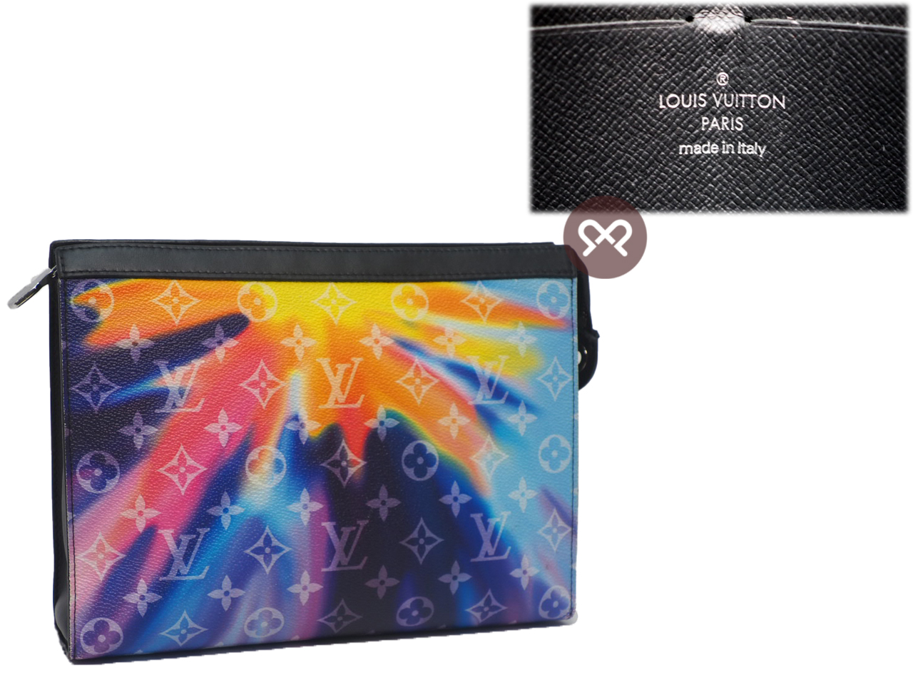 Louis Vuitton M45941 Watercolor Toiletry Pouch Pochette Voyage MM Sunset Tie Dye Logo RFID Blue Monogram Canvas Clutch RFID - Image 2