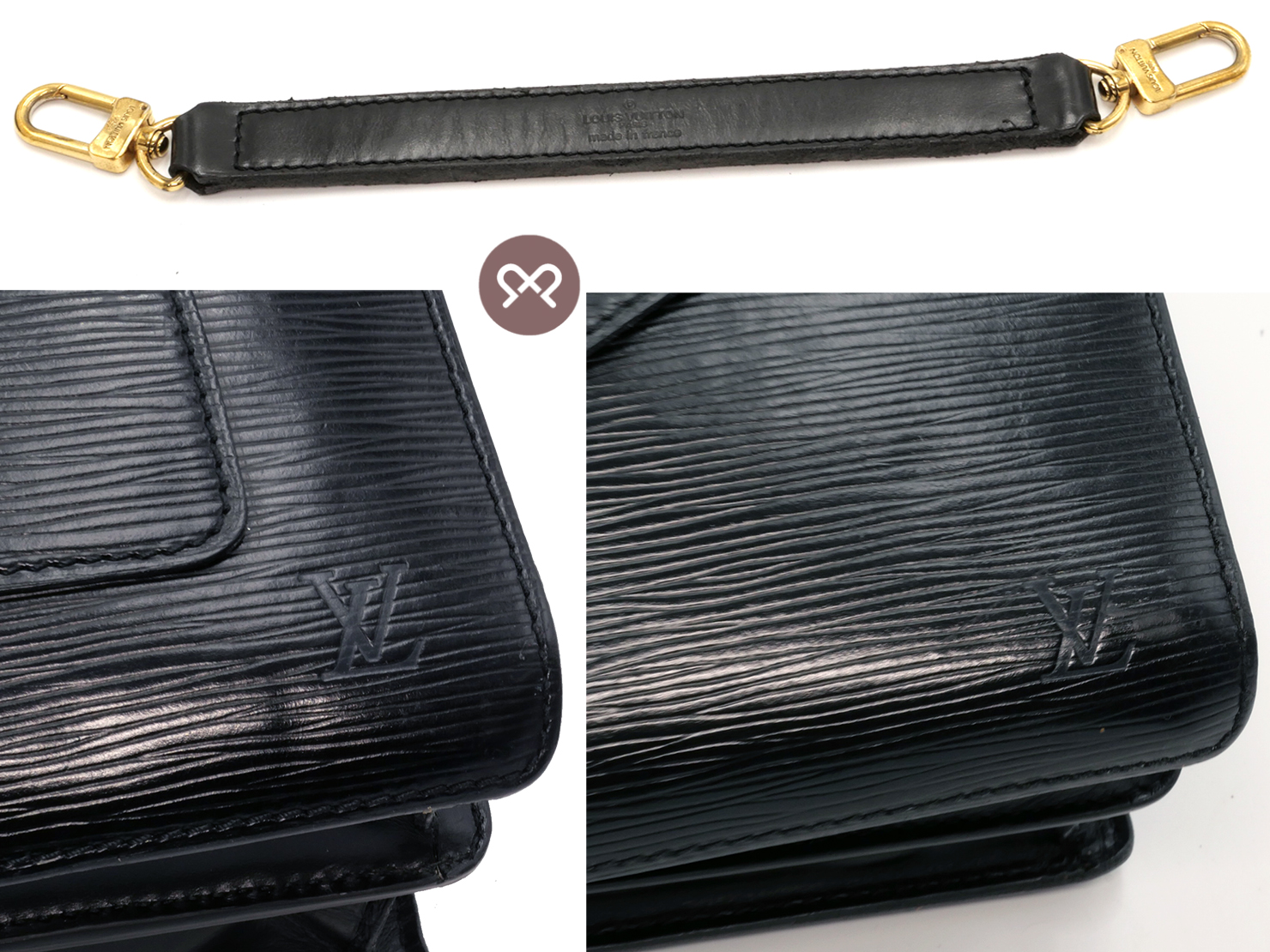 Louis Vuitton M52322 Black Vintage Sac Bifus/ Biface Epi Leather 3-Way Bag (0950A2) - Image 9