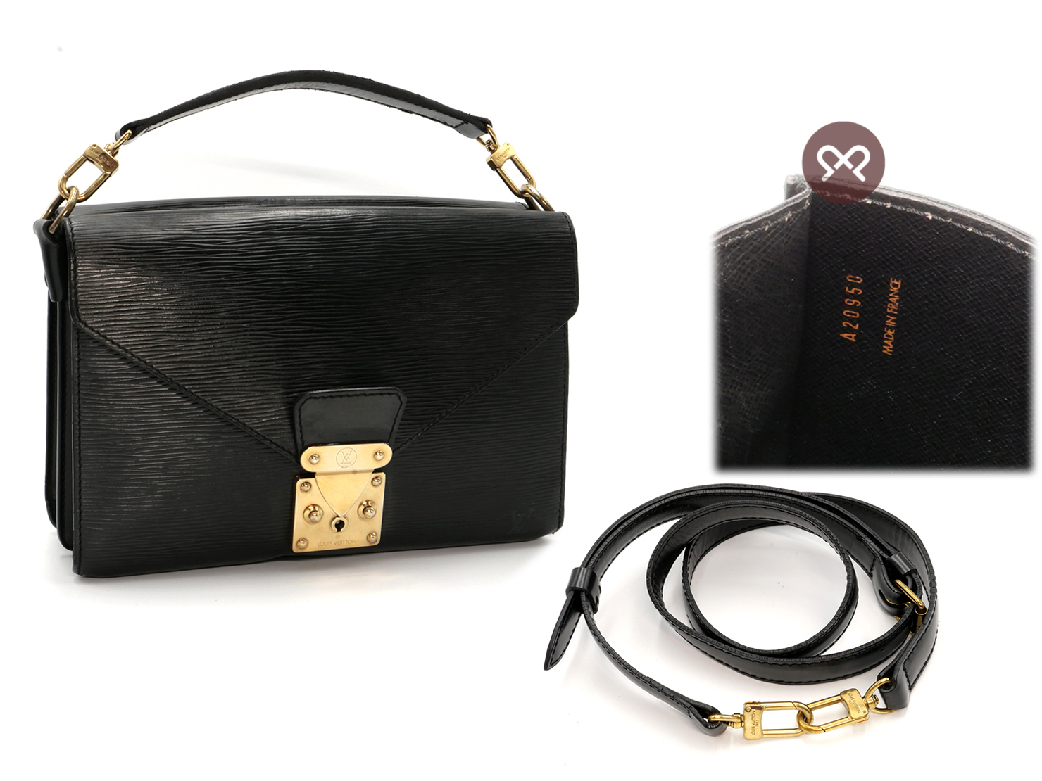Louis Vuitton M52322 Black Vintage Sac Bifus/ Biface Epi Leather 3-Way Bag (0950A2) - Image 2