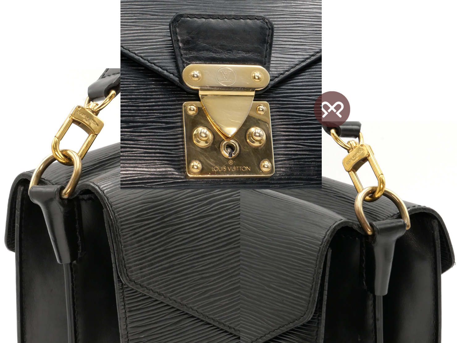 Louis Vuitton M52322 Black Vintage Sac Bifus/ Biface Epi Leather 3-Way Bag (0950A2) - Image 7