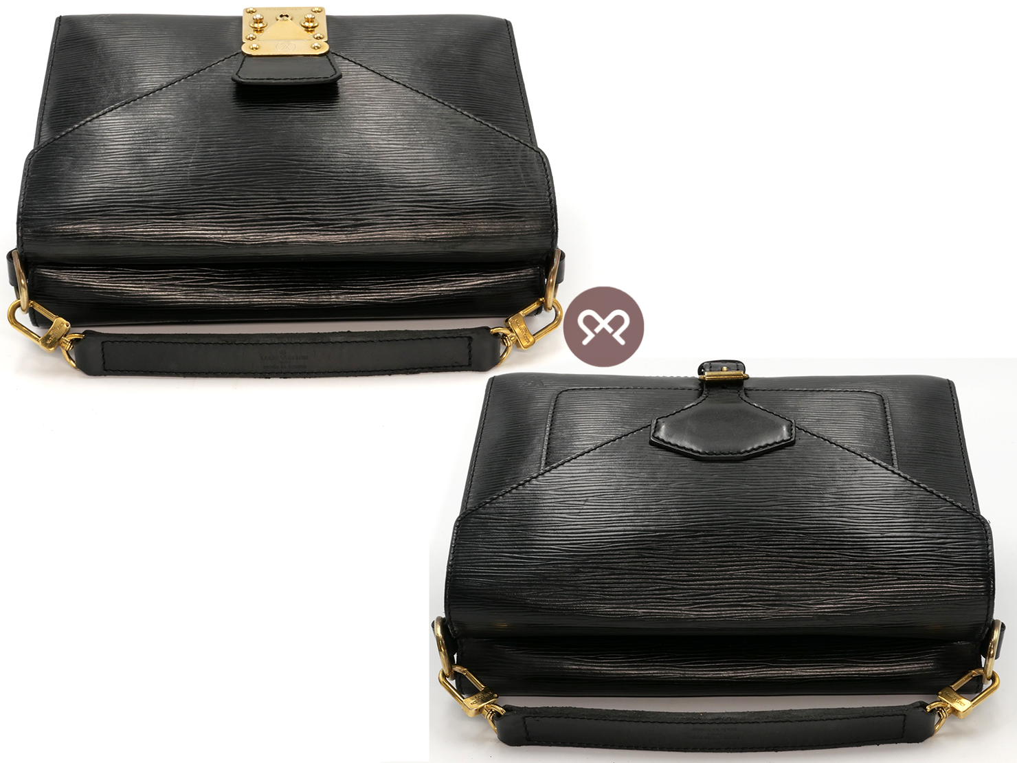 Louis Vuitton M52322 Black Vintage Sac Bifus/ Biface Epi Leather 3-Way Bag (0950A2) - Image 4