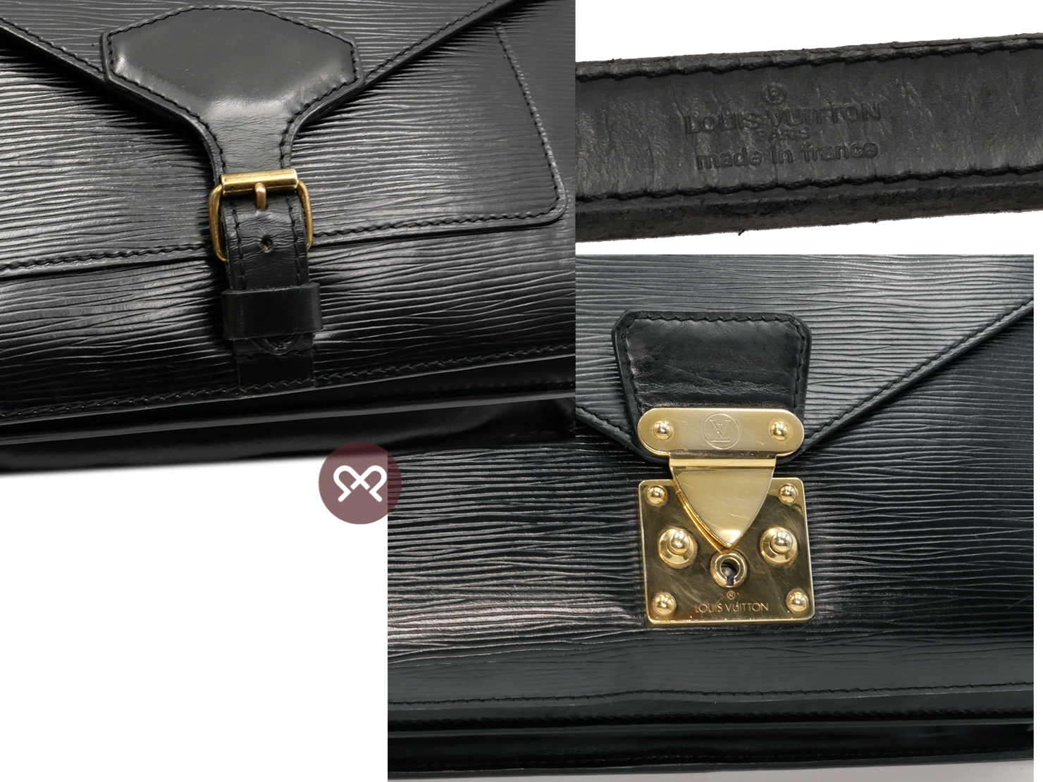 Louis Vuitton M52322 Black Vintage Sac Bifus/ Biface Epi Leather 3-Way Bag (0950A2) - Image 6