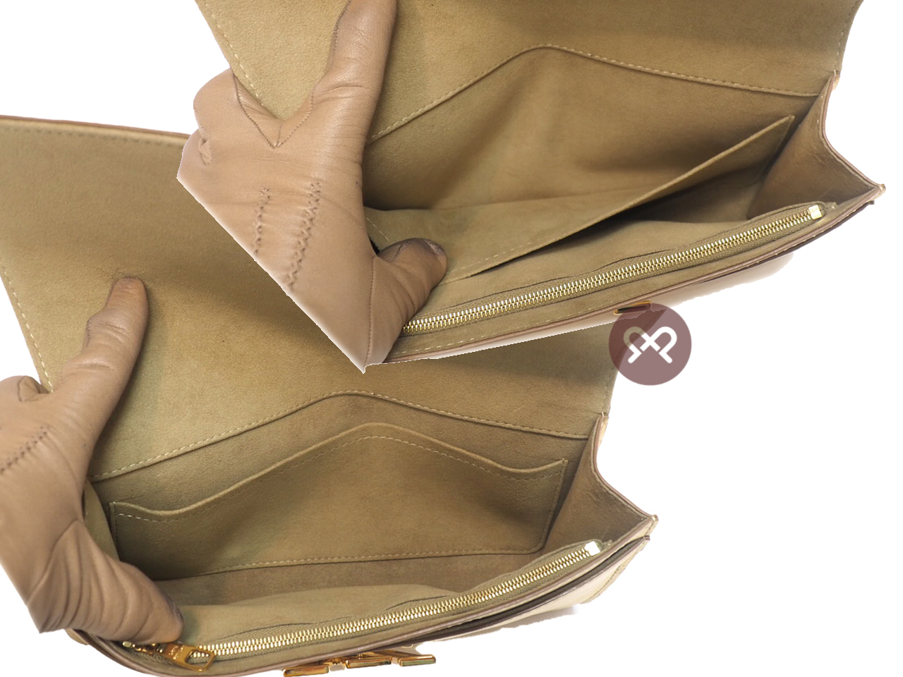 Limited Edition ! Louis Vuitton M94334 Louise Champagne Gold Metallic Pochette Clutch Bag (FL4125) - Image 9