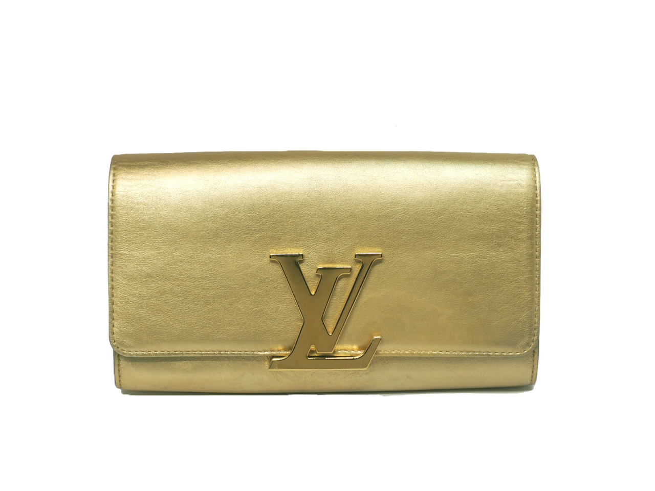 Limited Edition ! Louis Vuitton M94334 Louise Champagne Gold Metallic Pochette Clutch Bag (FL4125)