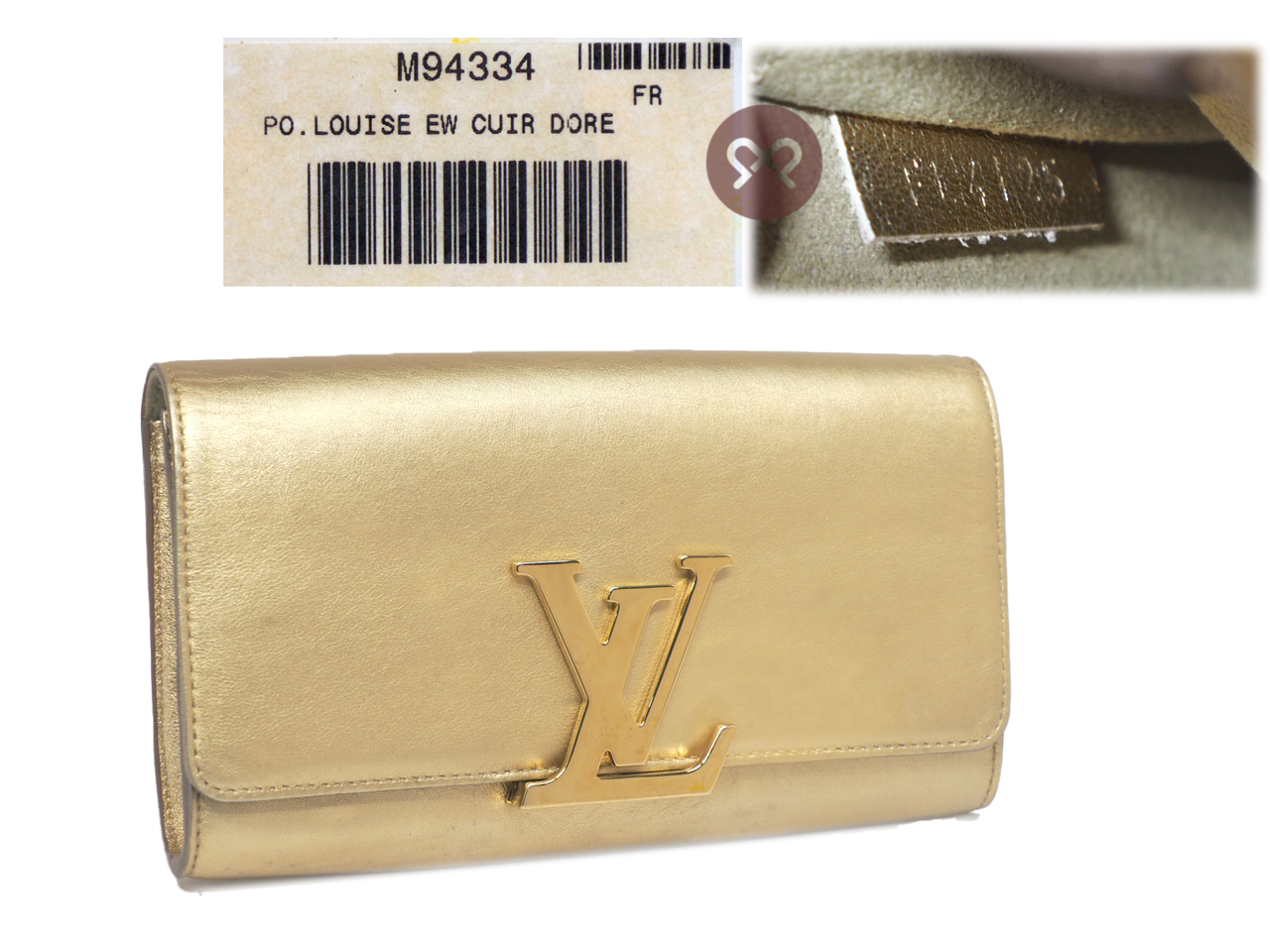 Limited Edition ! Louis Vuitton M94334 Louise Champagne Gold Metallic Pochette Clutch Bag (FL4125) - Image 2
