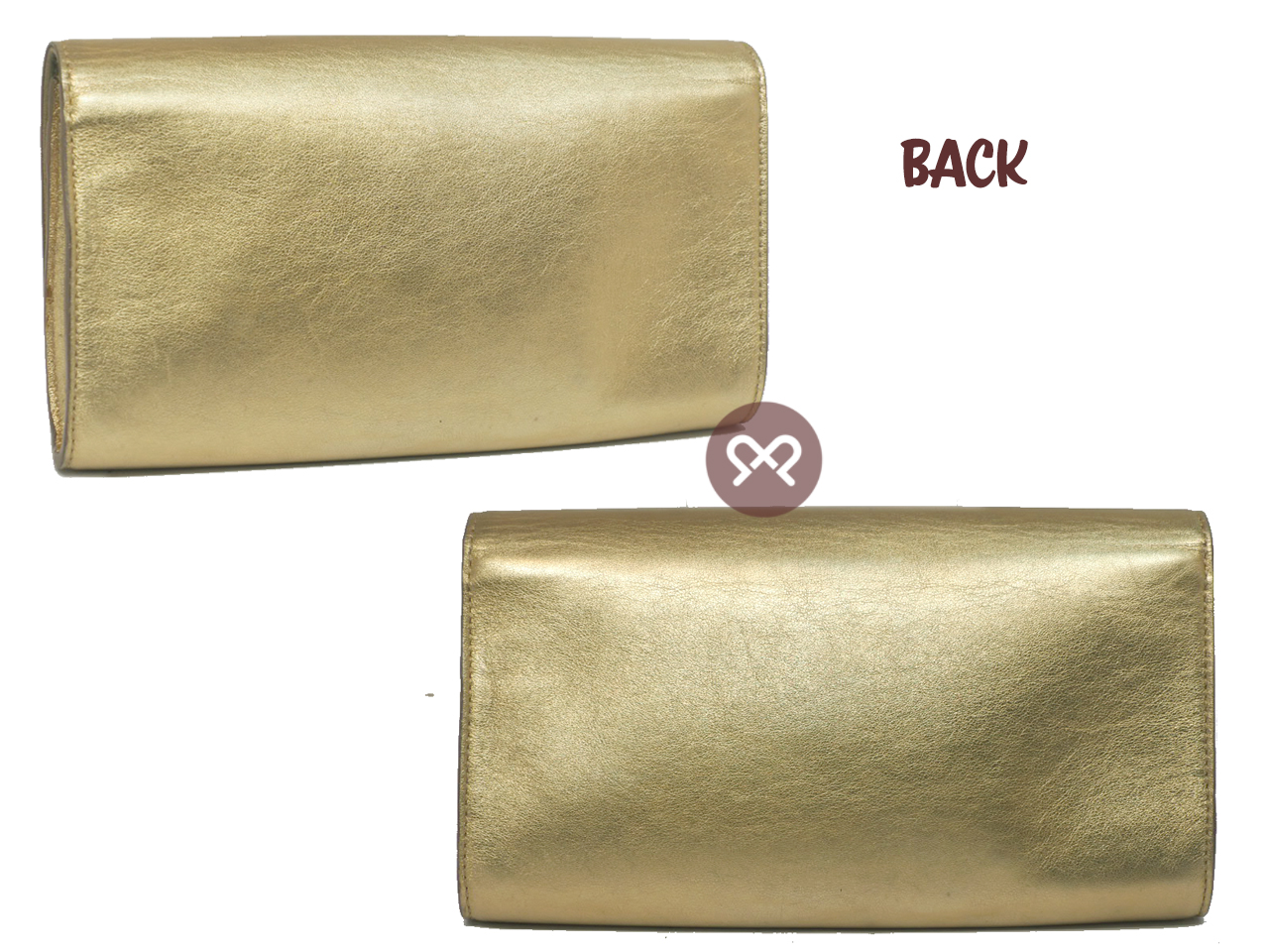 Limited Edition ! Louis Vuitton M94334 Louise Champagne Gold Metallic Pochette Clutch Bag (FL4125) - Image 3