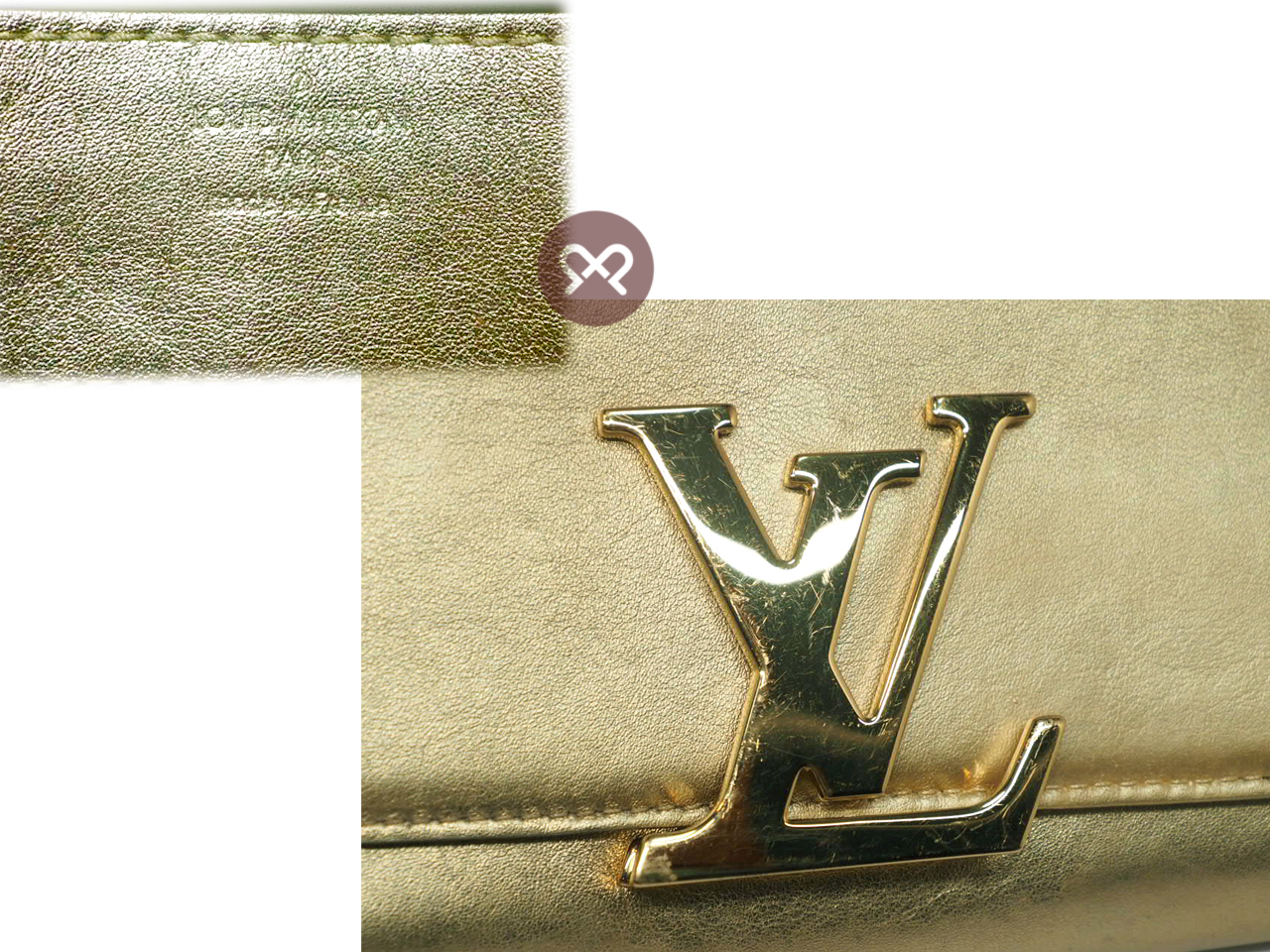 Limited Edition ! Louis Vuitton M94334 Louise Champagne Gold Metallic Pochette Clutch Bag (FL4125) - Image 5