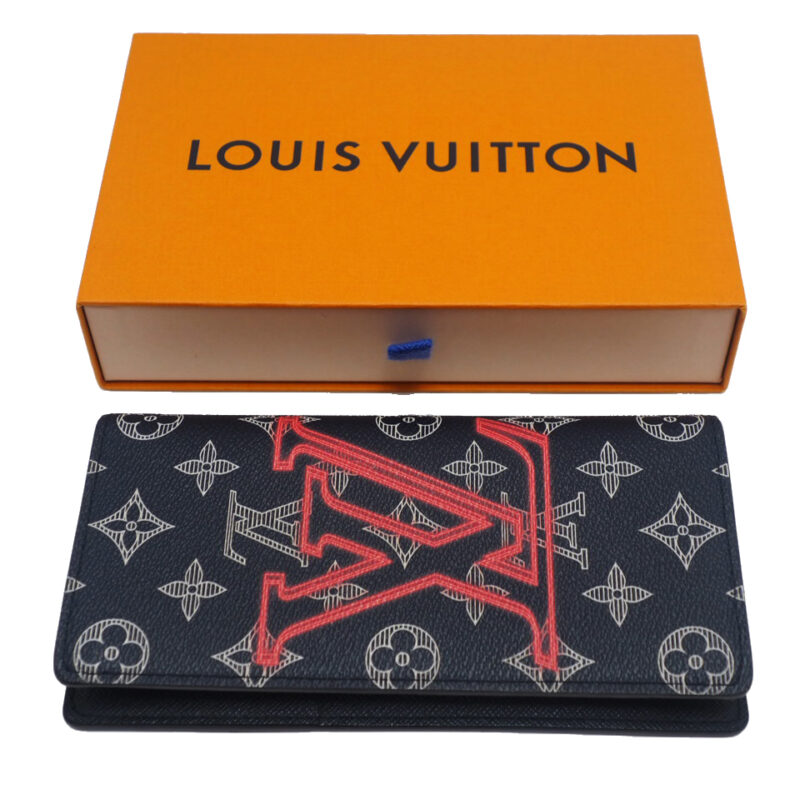 Louis Vuitton M62893 Monogram Ink Canvas Up-side-down Portefeuille Bi-fold Brazza Wallet (CA1128)