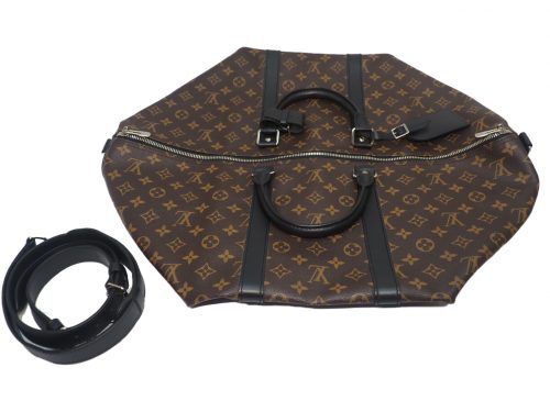 Louis Vuitton M56714 Monogram Macassar Canvas Keepall Bandoliere 55 Travel Luggage (AA2156)