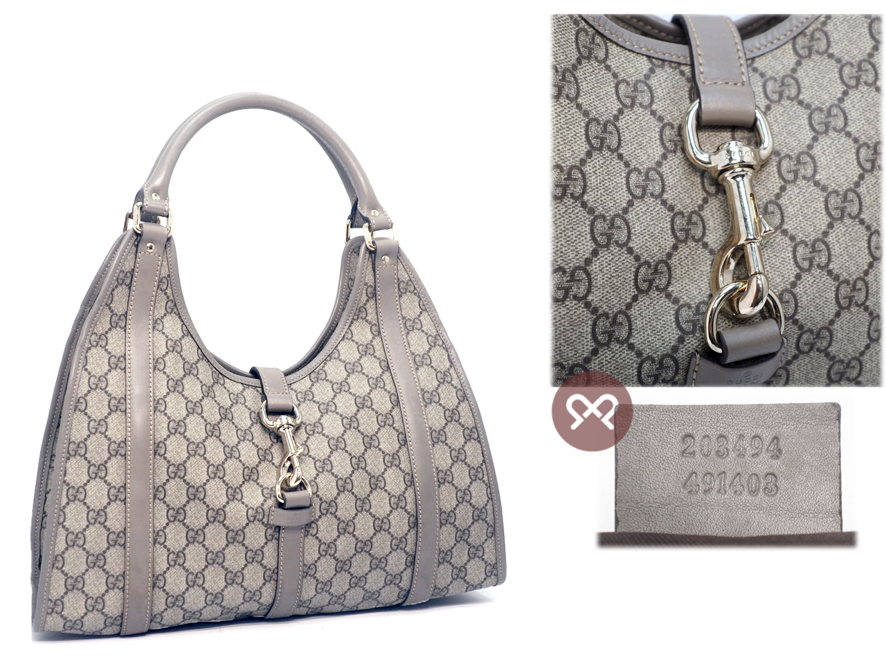 Gucci 203494 GG Plus Lilac/ Grey PVC Supreme Jackie O Joy Medium Hobo Bag - Image 2