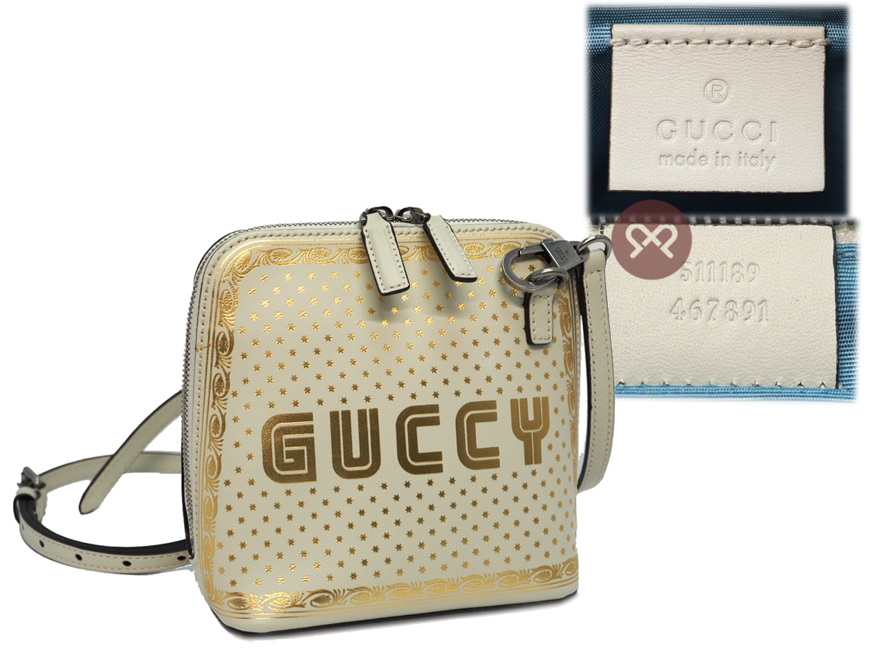 Gucci 511189 X SEGA Calfskin GUCCY Stars Mini Dome Mystic White/ Gold Mini bag Leather Crossbody Bag - Image 2