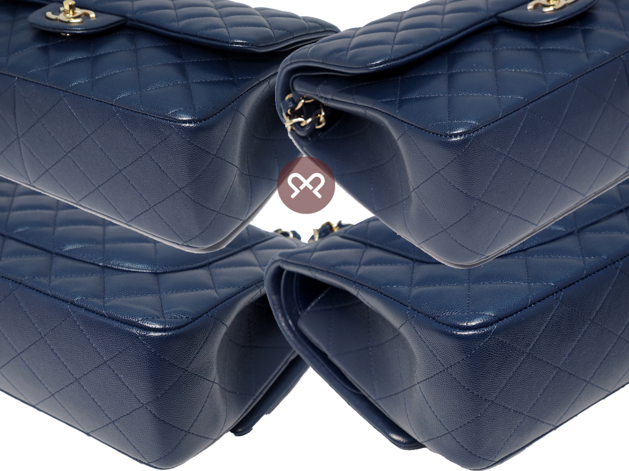 Chanel 28933981 Blue Glazed Caviar A58600 Classic Jumbo Double Flap 30cm Gold Hardware Bag - Image 6
