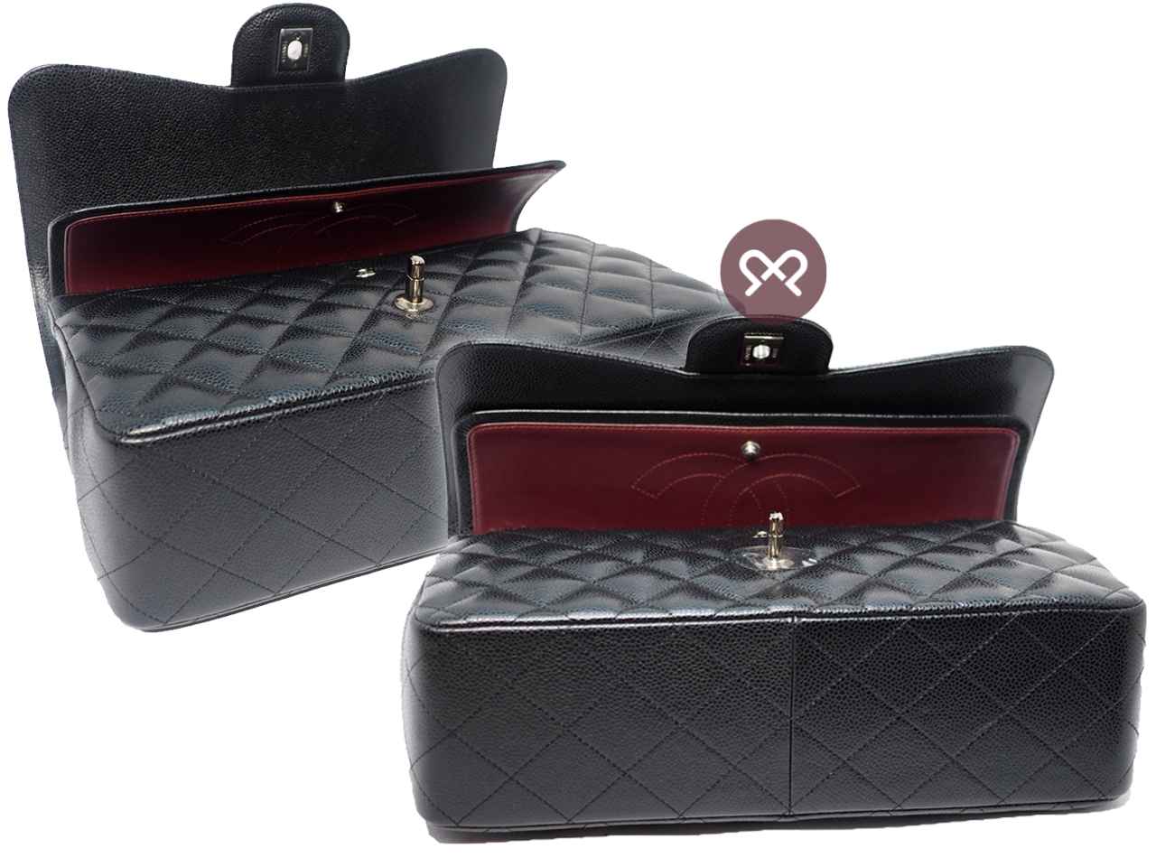 Chanel 24835969 Black Caviar Leather A58600 Classic Jumbo Double Flap 30cm Silver Hardware Bag - Image 5