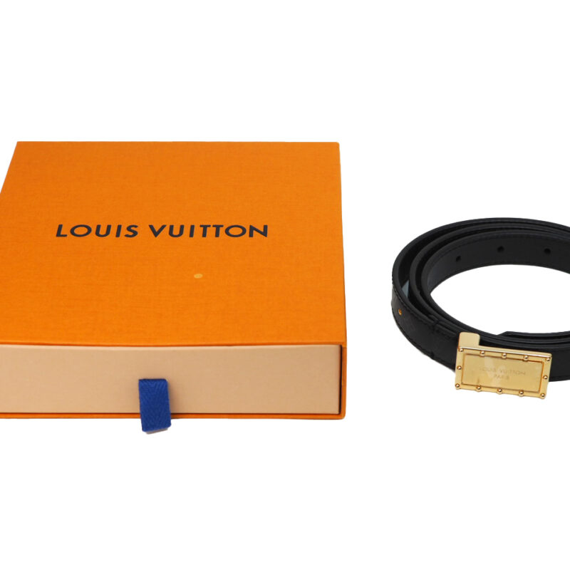 Louis Vuitton M0061V Black Monogram Keepingram Leather 20mm Belt Size 85cm/ 34 inch Gold Hardware (BC2148)