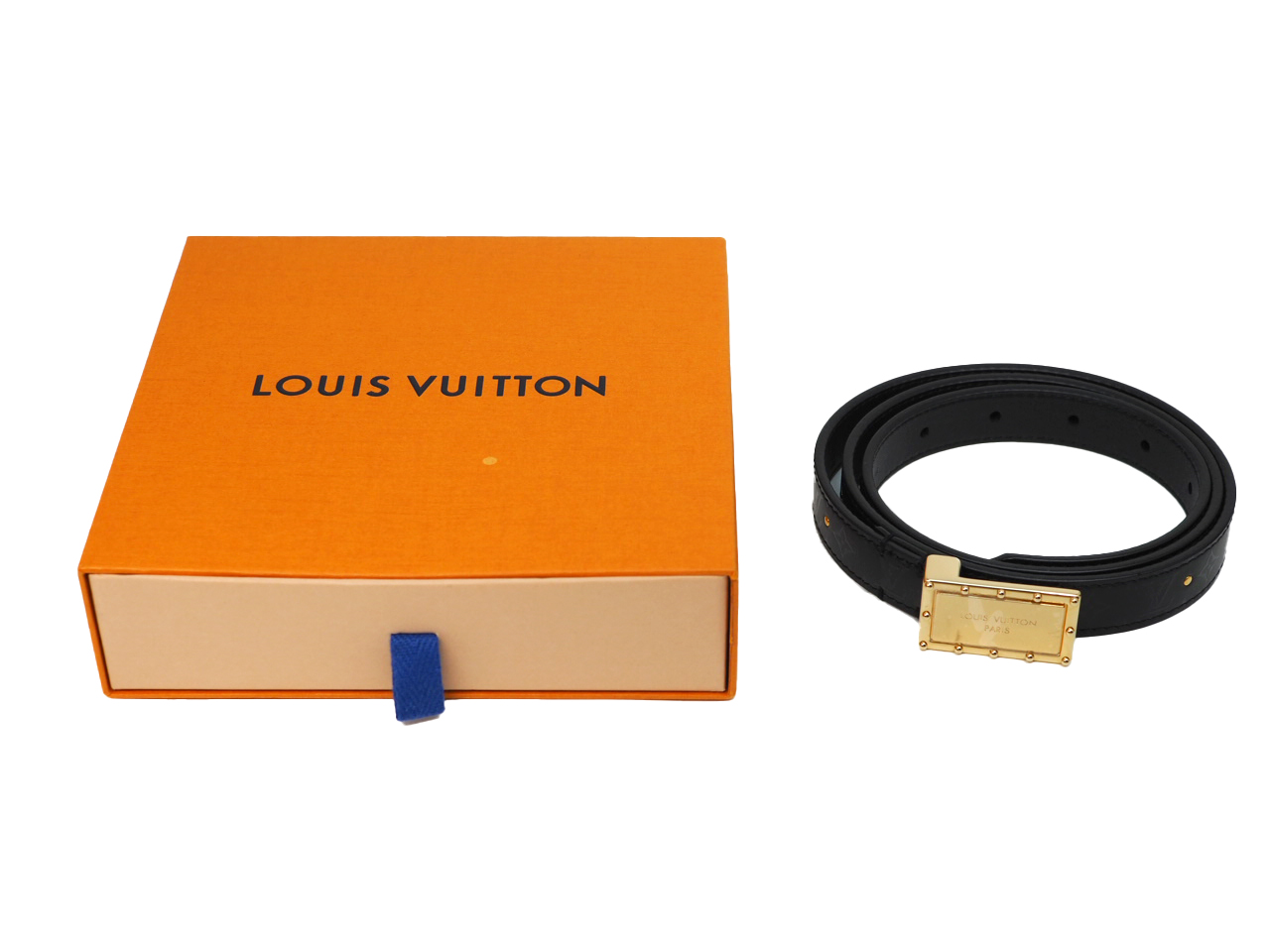 Louis Vuitton M0061V Black Monogram Keepingram Leather 20mm Belt Size 85cm/ 34 inch Gold Hardware (BC2148)