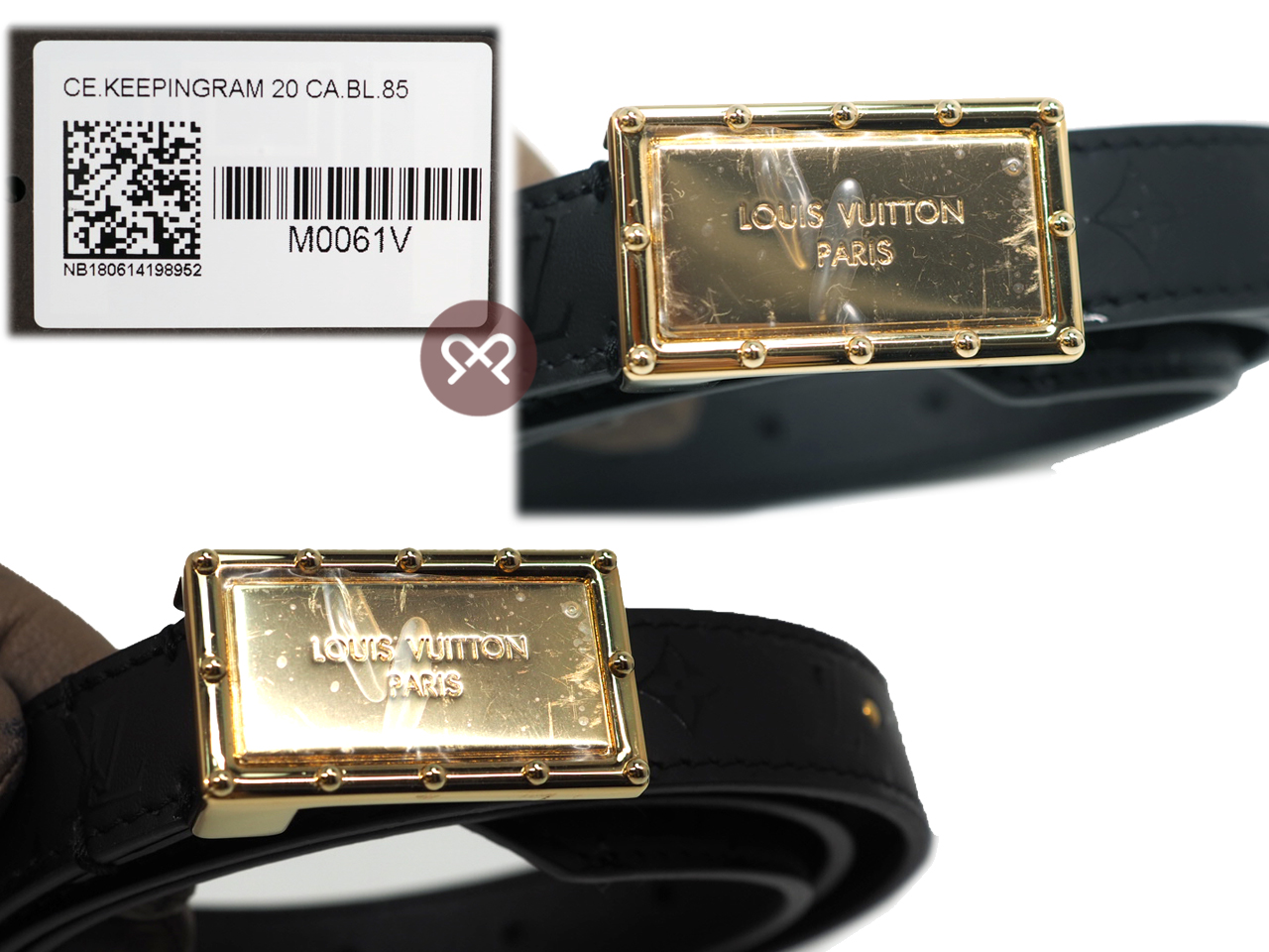 Louis Vuitton M0061V Black Monogram Keepingram Leather 20mm Belt Size 85cm/ 34 inch Gold Hardware (BC2148) - Image 2