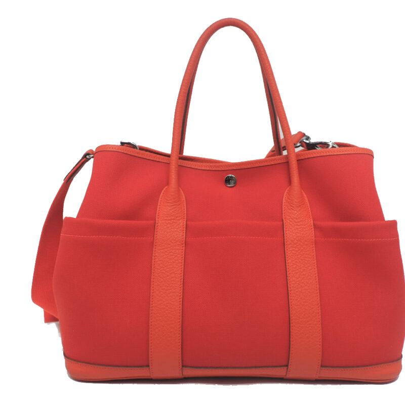 Hermes Garden Party36 Pockets Orange Toile X Stamp with Strap Tote Bag