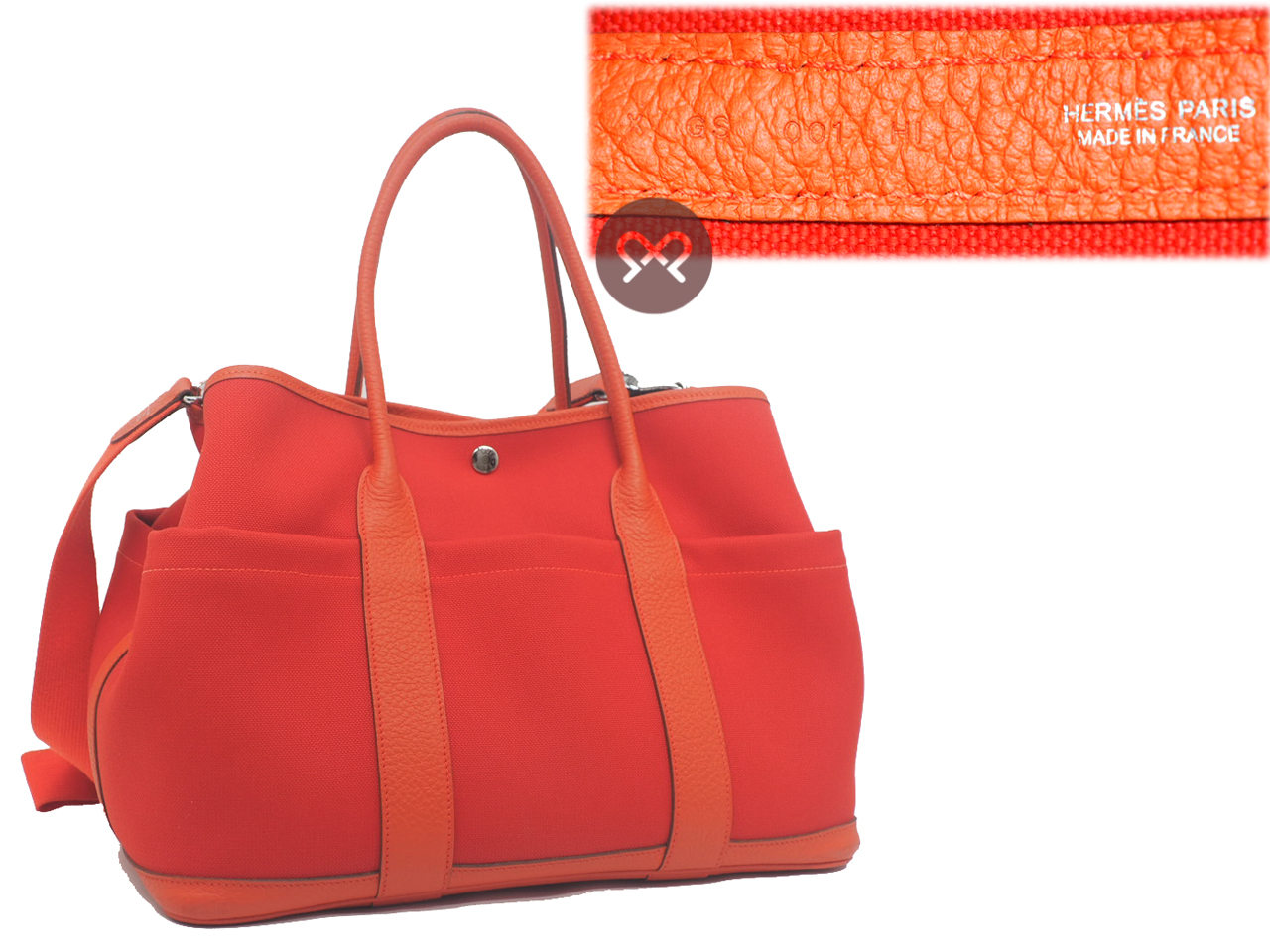 Hermes Garden Party36 Pockets Orange Toile X Stamp with Strap Tote Bag - Image 2