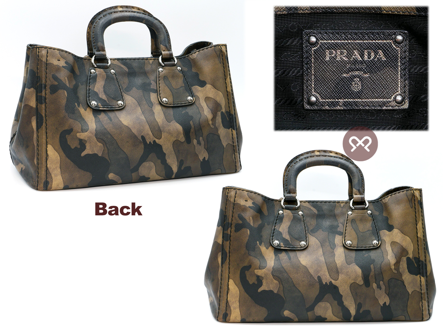 Prada BN1889 Green/ Khaki Camouflage Saffiano Leather Mimetico 2- way Gym/ Weekend bag - Image 3