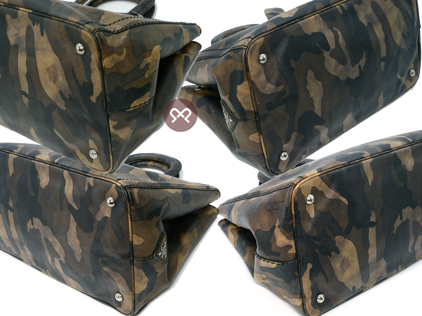 Prada BN1889 Green/ Khaki Camouflage Saffiano Leather Mimetico 2- way Gym/ Weekend bag - Image 5
